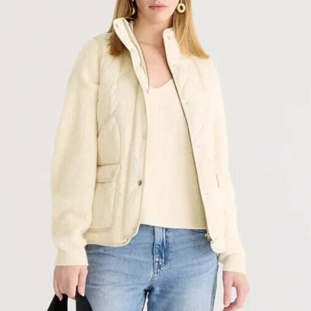 J. Crew Signature Puffer Quilted Zip Vest Women's Small Neutral Quiet Luxury